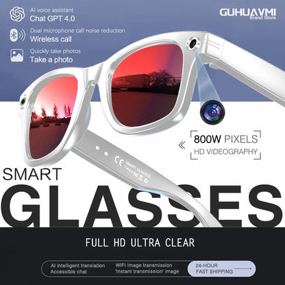 GUHUAVMI W610 AI Smart Glasses 2026 | 8MP Dual Camera, ChatGPT 4.0, Bluetooth, Voice Translation