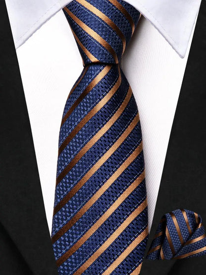 Hi-Tie Boy Silk Tie For Children Navy Blue Plaid Luxury Designer Handky Child Necktie 120CM Long 6CM Wide Fashion Student Tie
