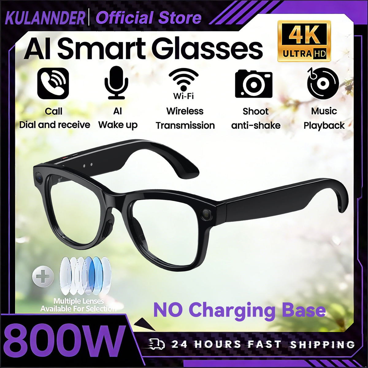 KULANNDER Smart AI Glasses 2026 M02 Ultra | 8MP Camera, 3600mAh, 120+ Languages, ChatGPT, 32GB