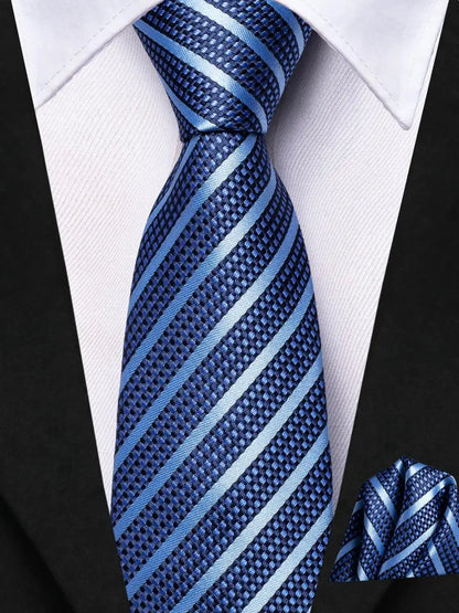 Hi-Tie Boy Silk Tie For Children Navy Blue Plaid Luxury Designer Handky Child Necktie 120CM Long 6CM Wide Fashion Student Tie