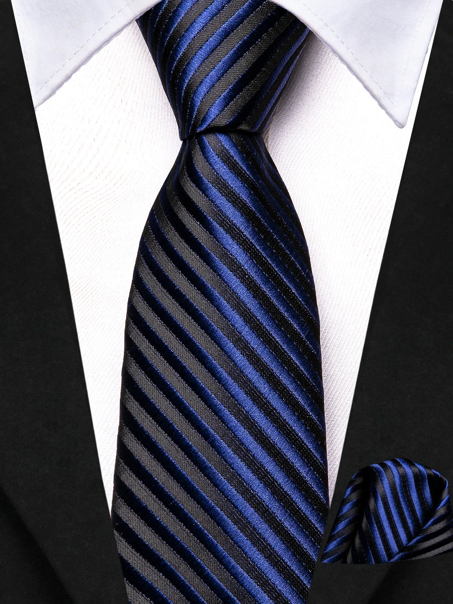 Hi-Tie Boy Silk Tie For Children Navy Blue Plaid Luxury Designer Handky Child Necktie 120CM Long 6CM Wide Fashion Student Tie