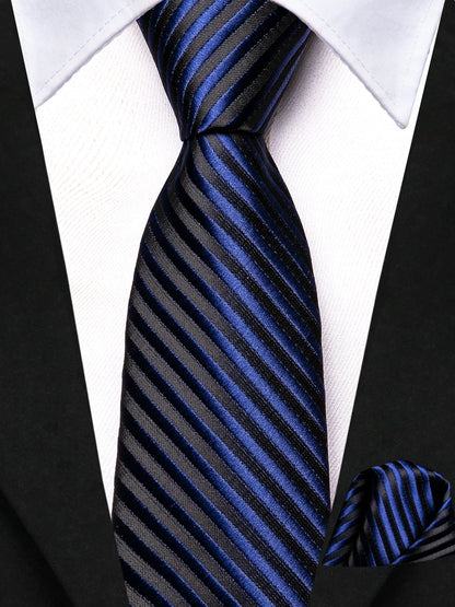 Hi-Tie Boy Silk Tie For Children Navy Blue Plaid Luxury Designer Handky Child Necktie 120CM Long 6CM Wide Fashion Student Tie
