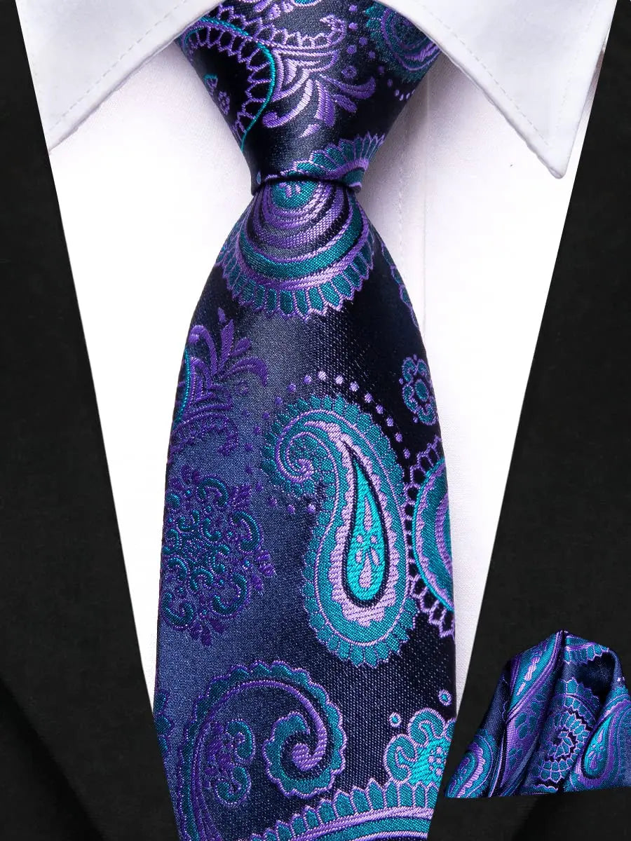 Hi-Tie Boy Silk Tie For Children Navy Blue Plaid Luxury Designer Handky Child Necktie 120CM Long 6CM Wide Fashion Student Tie