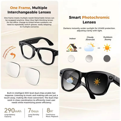 KULANNDER Smart AI Glasses 2026 M02 Ultra | 8MP Camera, 3600mAh, 120+ Languages, ChatGPT, 32GB