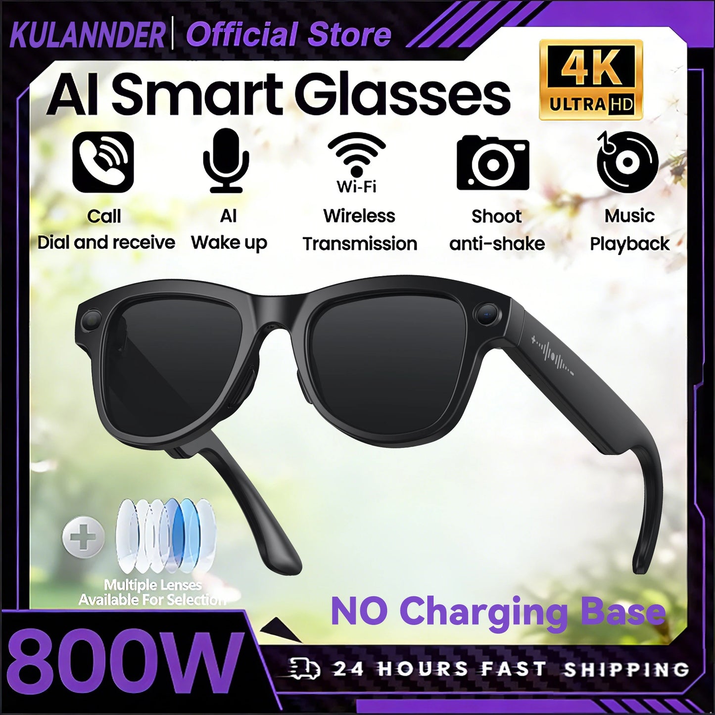 KULANNDER Smart AI Glasses 2026 M02 Ultra | 8MP Camera, 3600mAh, 120+ Languages, ChatGPT, 32GB