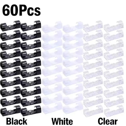 Cable Clips Organizer Drop Wire Holder Cord Management Self-Adhesive Cable Manager Fixed Clamp Wire Winder For Home Office Car