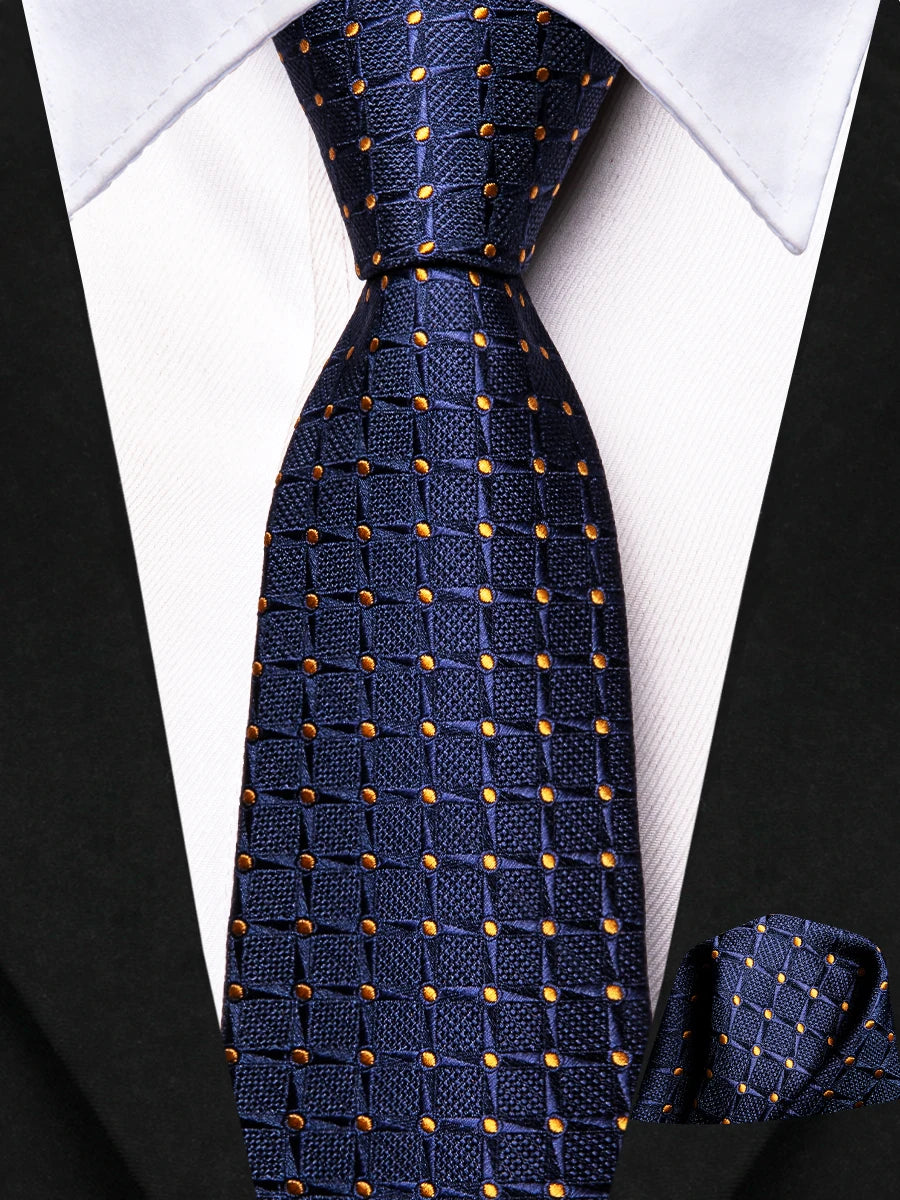 Hi-Tie Boy Silk Tie For Children Navy Blue Plaid Luxury Designer Handky Child Necktie 120CM Long 6CM Wide Fashion Student Tie