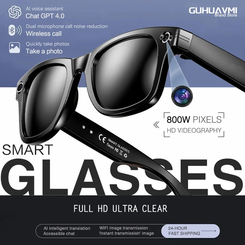 GUHUAVMI W610 AI Smart Glasses 2026 | 8MP Dual Camera, ChatGPT 4.0, Bluetooth, Voice Translation