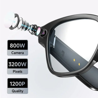 Lenovo 100MP Camera 8K HD Smart Glasses Chat GPT 260mAh Battery Bluetooth Call Voice Assistant Control Smart Glasses for Men