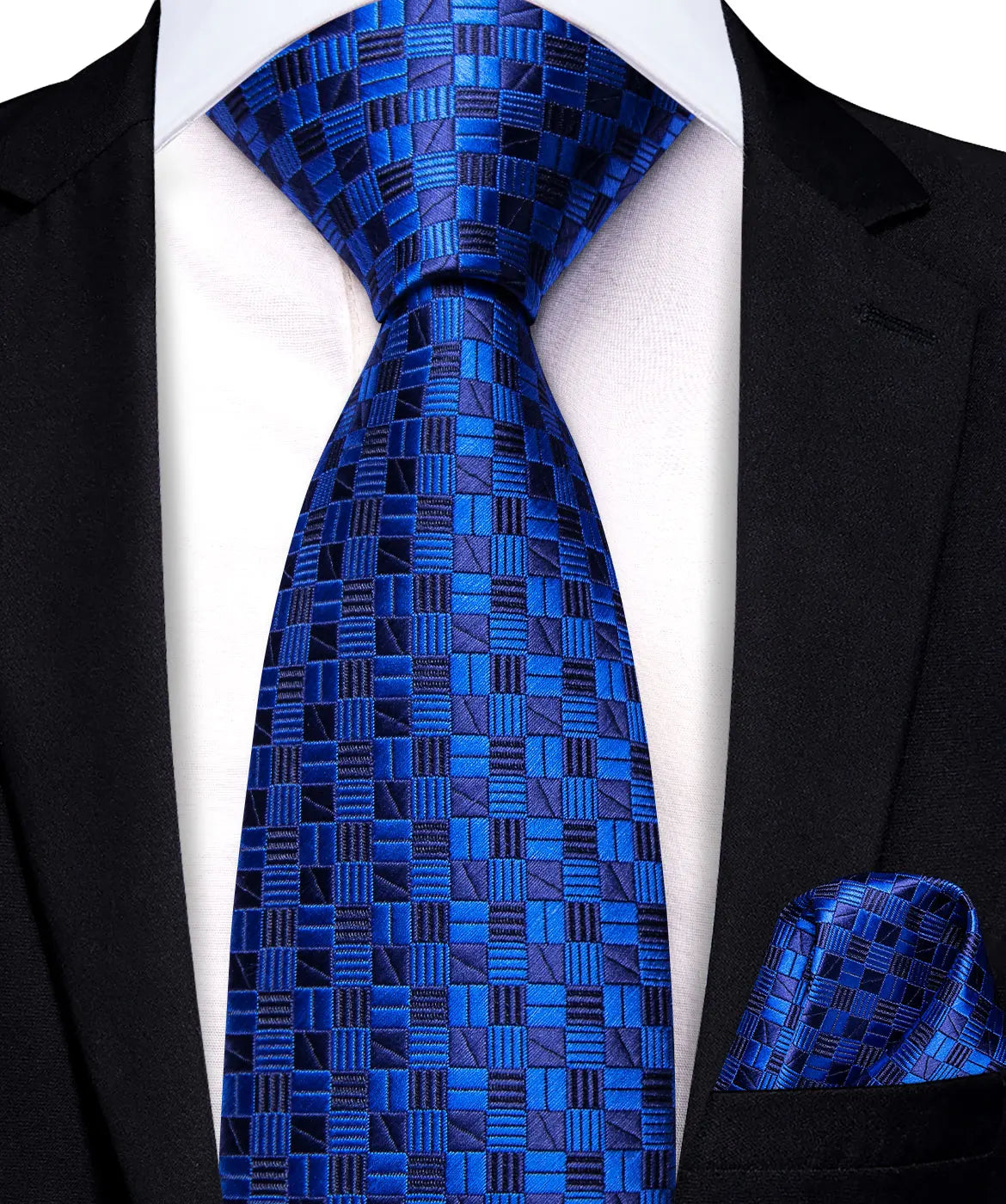 Hi-Tie Boy Silk Tie For Children Navy Blue Plaid Luxury Designer Handky Child Necktie 120CM Long 6CM Wide Fashion Student Tie