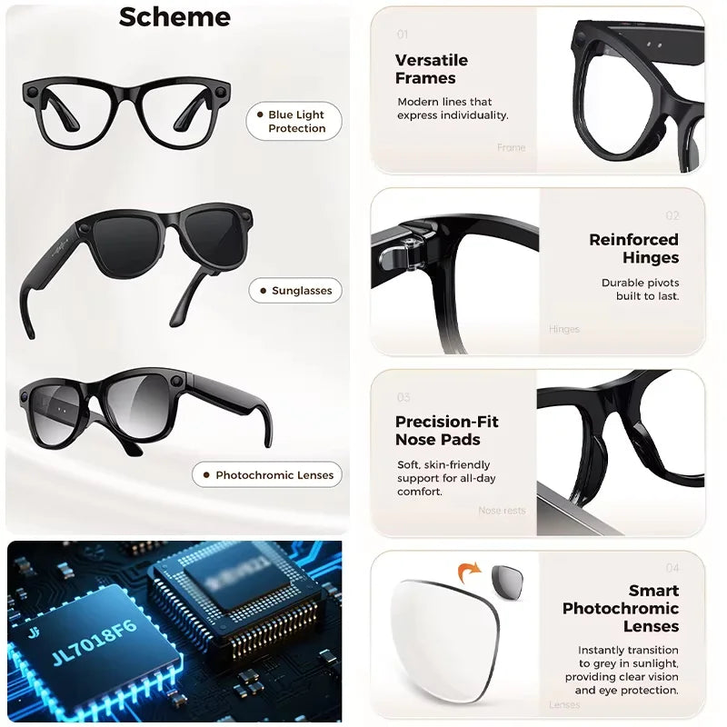KULANNDER Smart AI Glasses 2026 M02 Ultra | 8MP Camera, 3600mAh, 120+ Languages, ChatGPT, 32GB