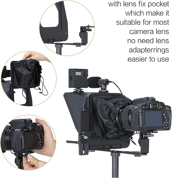 A10 Portable Teleprompter for Smartphones & DSLR Cameras with Phone Holder, Remote Control Ideal for Live Streaming, Interviews, Speeches & Video Production | Teleprompters - TrueDesk