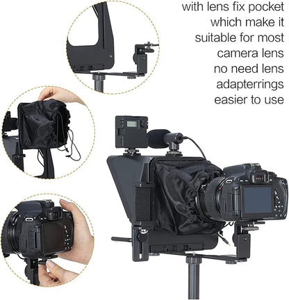 A10 Portable Teleprompter for Smartphones & DSLR Cameras with Phone Holder, Remote Control Ideal for Live Streaming, Interviews, Speeches & Video Production | Teleprompters - TrueDesk