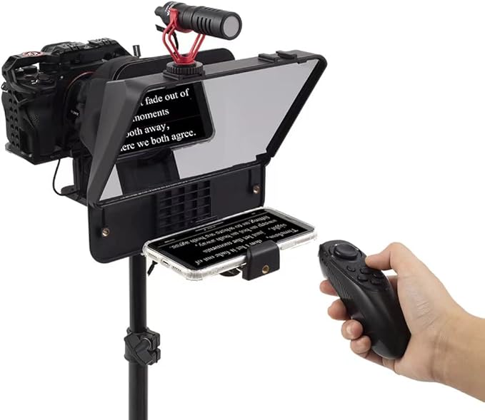 A10 Portable Teleprompter for Smartphones & DSLR Cameras with Phone Holder, Remote Control Ideal for Live Streaming, Interviews, Speeches & Video Production | Teleprompters - TrueDesk