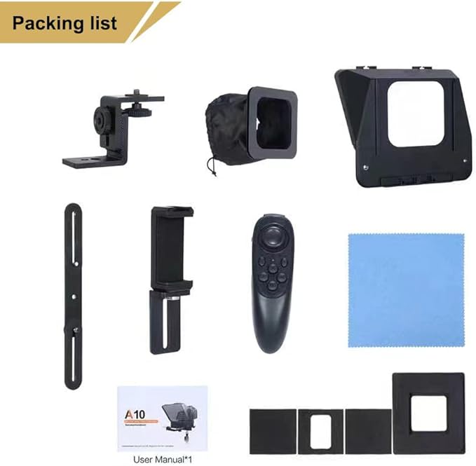 A10 Portable Teleprompter for Smartphones & DSLR Cameras with Phone Holder, Remote Control Ideal for Live Streaming, Interviews, Speeches & Video Production | Teleprompters - TrueDesk