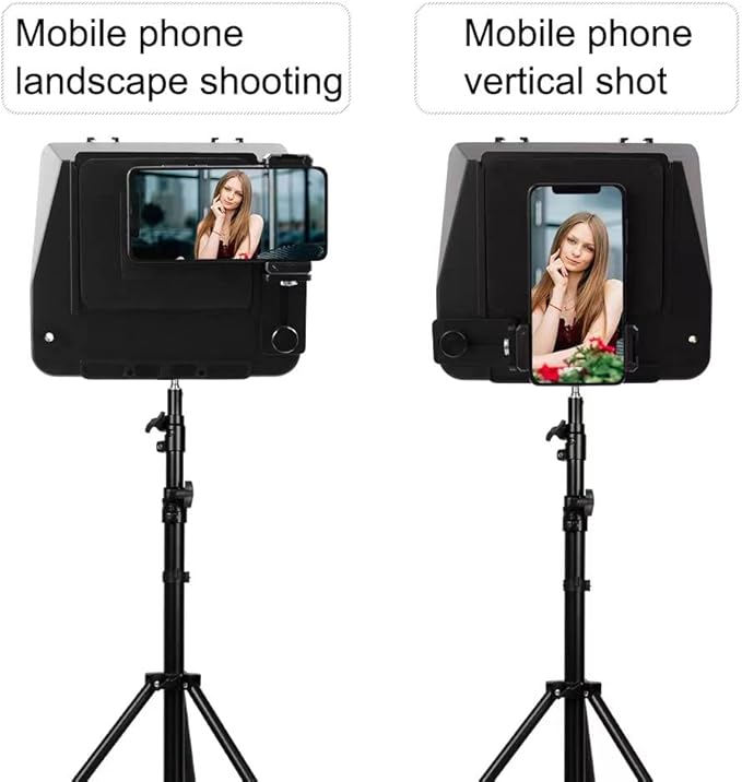 A10 Portable Teleprompter for Smartphones & DSLR Cameras with Phone Holder, Remote Control Ideal for Live Streaming, Interviews, Speeches & Video Production | Teleprompters - TrueDesk