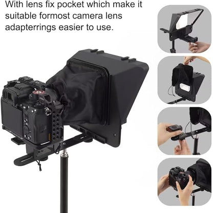 A10 Portable Teleprompter for Smartphones & DSLR Cameras with Phone Holder, Remote Control Ideal for Live Streaming, Interviews, Speeches & Video Production | Teleprompters - TrueDesk