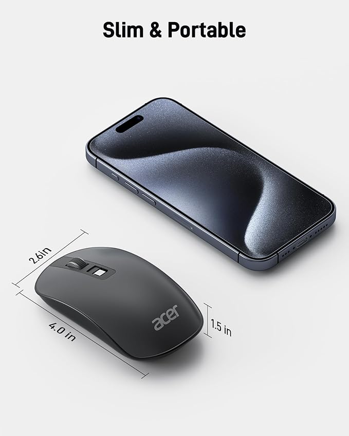 acer Computer Mouse Wireless, 2.4G Slim USB Wireless Mice with USB Receiver, Small Sized Hands, 800/1200/1600 Adjustable DPI Optical Laptop Mouse with 4 Buttons, Portable for Laptop, Desktop, PC | Mice - TrueDesk