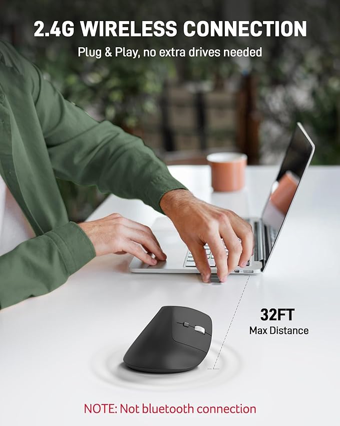 acer Ergonomic Mouse Wireless, Adjustable DPI Vertical Mouse 1000/1200/1600 with 6 Buttons, Rechargeable Ergo Mice, Medium to Large Sized Hands, 2.4GHz USB Receiver for Computer, Laptop, PC | Mice - TrueDesk