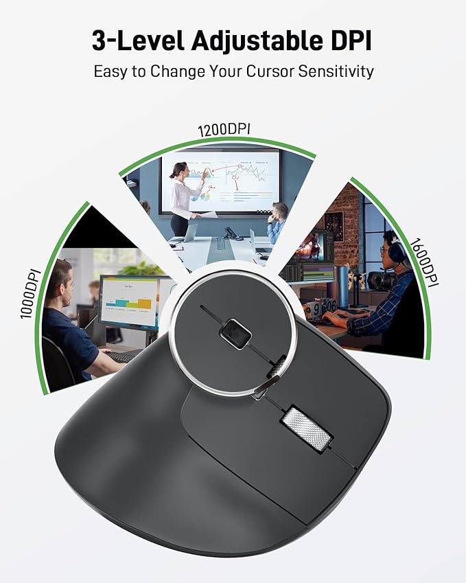 acer Ergonomic Mouse Wireless, Adjustable DPI Vertical Mouse 1000/1200/1600 with 6 Buttons, Rechargeable Ergo Mice, Medium to Large Sized Hands, 2.4GHz USB Receiver for Computer, Laptop, PC | Mice - TrueDesk