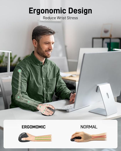 acer Ergonomic Mouse Wireless, Adjustable DPI Vertical Mouse 1000/1200/1600 with 6 Buttons, Rechargeable Ergo Mice, Medium to Large Sized Hands, 2.4GHz USB Receiver for Computer, Laptop, PC | Mice - TrueDesk