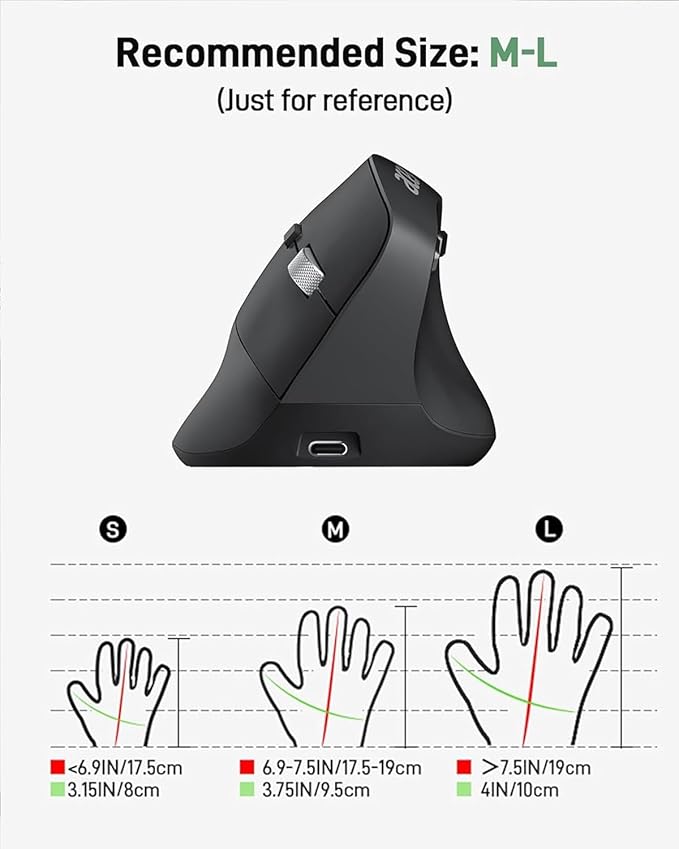 acer Ergonomic Mouse Wireless, Adjustable DPI Vertical Mouse 1000/1200/1600 with 6 Buttons, Rechargeable Ergo Mice, Medium to Large Sized Hands, 2.4GHz USB Receiver for Computer, Laptop, PC | Mice - TrueDesk