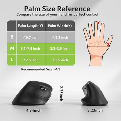 acer Ergonomic Mouse Wireless, Vertical Computer Mouse for Office, Ergo Mice Rechargeable for Medium to Large Sized Hands, 2.4GHz USB Receiver, 800/1200/1600 DPI, 6 Buttons for Laptop, PC and Desktop | Mice - TrueDesk