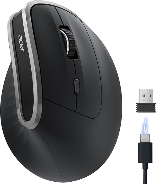 acer Ergonomic Mouse Wireless, Vertical Computer Mouse for Office, Ergo Mice Rechargeable for Medium to Large Sized Hands, 2.4GHz USB Receiver, 800/1200/1600 DPI, 6 Buttons for Laptop, PC and Desktop | Mice - TrueDesk
