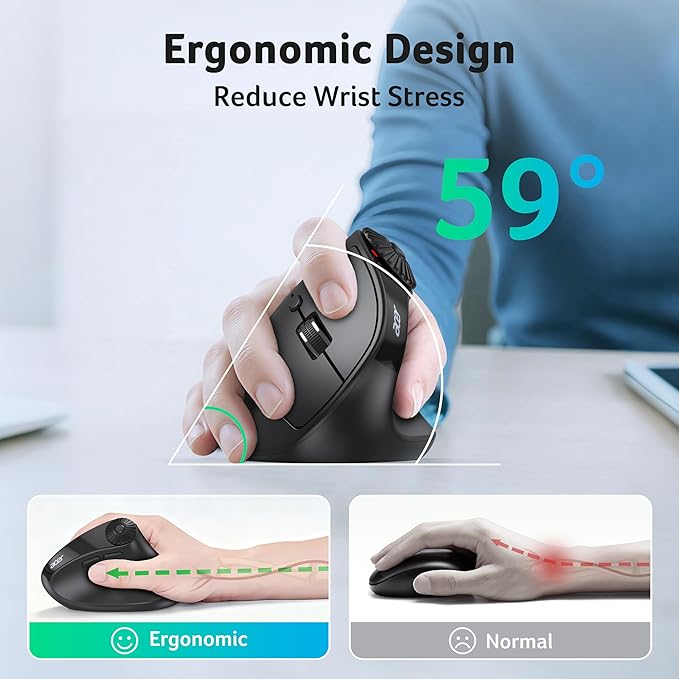 acer Ergonomic Mouse Wireless with Side Scroll Wheel, Bluetooth Mouse for Laptop(BT5.2+2.4GHz), Office Vertical Computer Mice, Small to Medium Sized Hands Ergo Mice, 8 Buttons for PC, MacBook Neo | Mice - TrueDesk