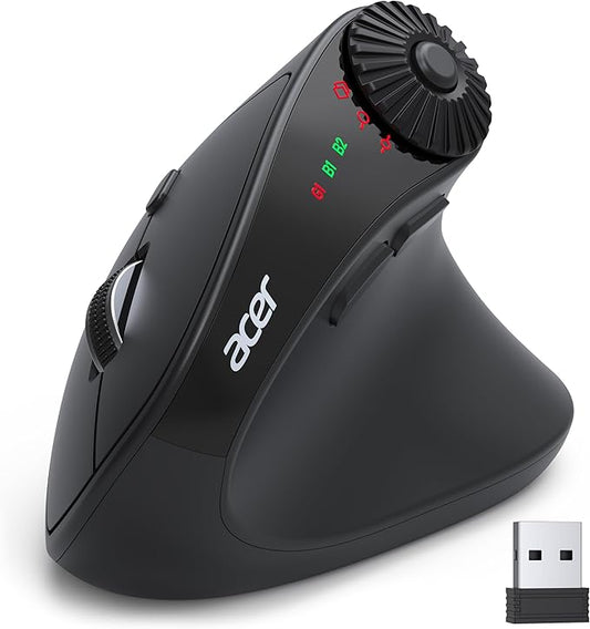 acer Ergonomic Mouse Wireless with Side Scroll Wheel, Bluetooth Mouse for Laptop(BT5.2+2.4GHz), Office Vertical Computer Mice, Small to Medium Sized Hands Ergo Mice, 8 Buttons for PC, MacBook Neo | Mice - TrueDesk