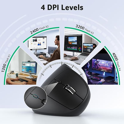 acer Ergonomic Mouse Wireless with Side Scroll Wheel, Bluetooth Mouse for Laptop(BT5.2+2.4GHz), Office Vertical Computer Mice, Small to Medium Sized Hands Ergo Mice, 8 Buttons for PC, MacBook Neo | Mice - TrueDesk