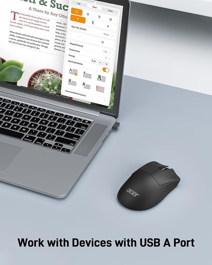 acer Wireless Mouse, 1200 DPI Computer Mouse for Laptop with 2.4GHz USB A Receiver, 5 Buttons Compatible for Windows, macOS, Android (Black) | Mice - TrueDesk