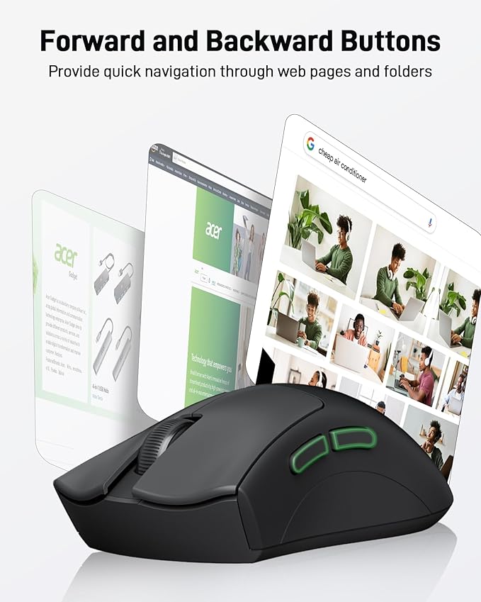 acer Wireless Mouse, 1200 DPI Computer Mouse for Laptop with 2.4GHz USB A Receiver, 5 Buttons Compatible for Windows, macOS, Android (Black) | Mice - TrueDesk