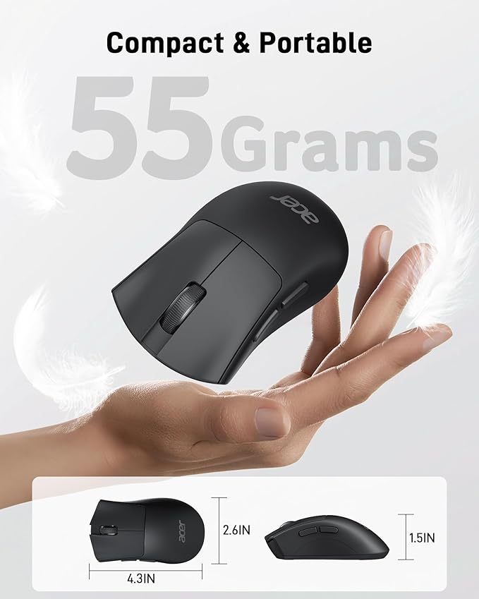 acer Wireless Mouse, 1200 DPI Computer Mouse for Laptop with 2.4GHz USB A Receiver, 5 Buttons Compatible for Windows, macOS, Android (Black) | Mice - TrueDesk
