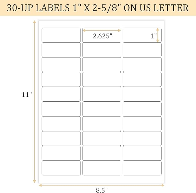 Address Labels for Inkjet Printers 1" x 2 - 5/8", Pack of 3000 Labels | Address Labels - TrueDesk