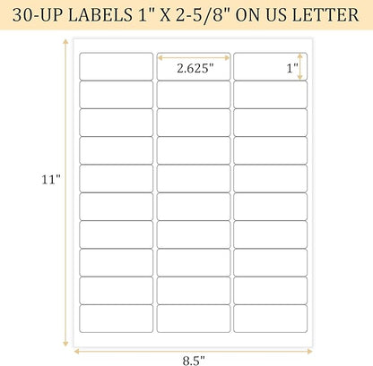 Address Labels for Inkjet Printers 1" x 2 - 5/8", Pack of 3000 Labels | Address Labels - TrueDesk