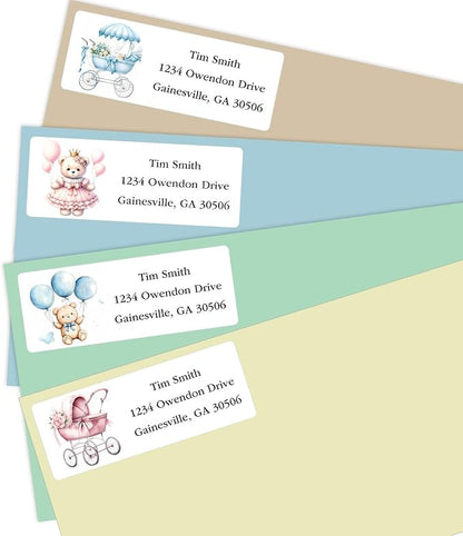 Address Labels Personalized Return Address Labels, 2.6" x 1" Baby Shower Custom Mailing Label for Envelopes (30 - 1200) Customized Self Adhesive Stickers Printable Mail Envelope Adress Label, White | Address Labels - TrueDesk
