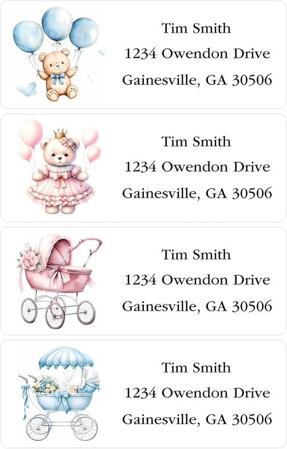 Address Labels Personalized Return Address Labels, 2.6" x 1" Baby Shower Custom Mailing Label for Envelopes (30 - 1200) Customized Self Adhesive Stickers Printable Mail Envelope Adress Label, White | Address Labels - TrueDesk