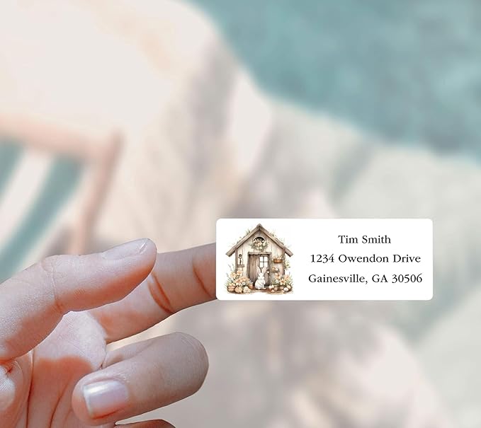 Address Labels Personalized Return Address Labels, 2.6" x 1" Easter Bunny Custom Mailing Label for Envelopes (30 - 1200) Customized Self Adhesive Stickers Printable Mail Envelope Adress Label, White | Address Labels - TrueDesk