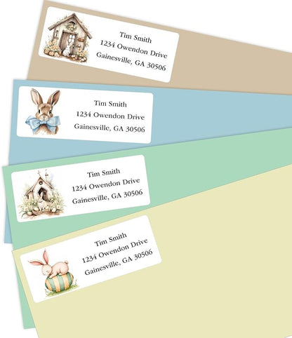 Address Labels Personalized Return Address Labels, 2.6" x 1" Easter Bunny Custom Mailing Label for Envelopes (30 - 1200) Customized Self Adhesive Stickers Printable Mail Envelope Adress Label, White | Address Labels - TrueDesk