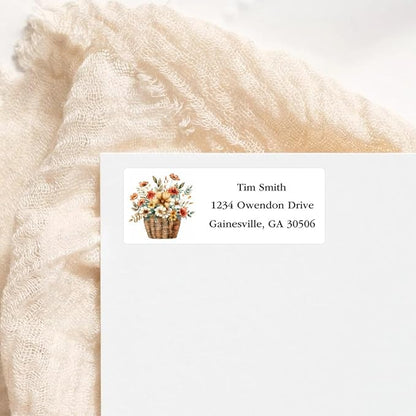 Address Labels Personalized Return Address Labels, 2.6" x 1" Fall Leaves Custom Mailing Label for Envelopes (30 - 1200) Customized Self Adhesive Stickers Printable Mail Envelope Adress Label, White | Address Labels - TrueDesk