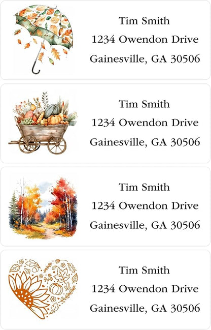 Address Labels Personalized Return Address Labels, 2.6" x 1" Fall Leaves Custom Mailing Label for Envelopes (30 - 1200) Customized Self Adhesive Stickers Printable Mail Envelope Adress Label, White | Address Labels - TrueDesk