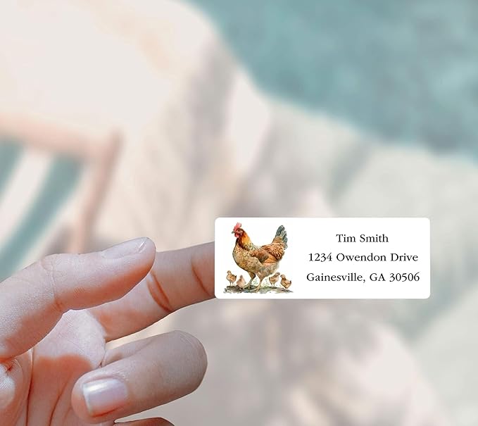 Address Labels Personalized Return Address Labels, 2.6" x 1" Farm Chicken Custom Mailing Label for Envelopes (30 - 1200) Customized Self Adhesive Stickers Printable Mail Envelope Adress Label, White | Address Labels - TrueDesk