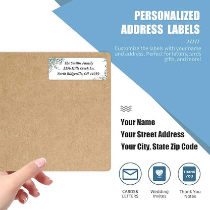 Address Labels Personalized Return Address Labels, 2.6" x 1" Greenery Custom Mailing Label for Envelopes (30 - 1200) Customized Self Adhesive Stickers Printable Mail Envelope Adress Label, White | Address Labels - TrueDesk