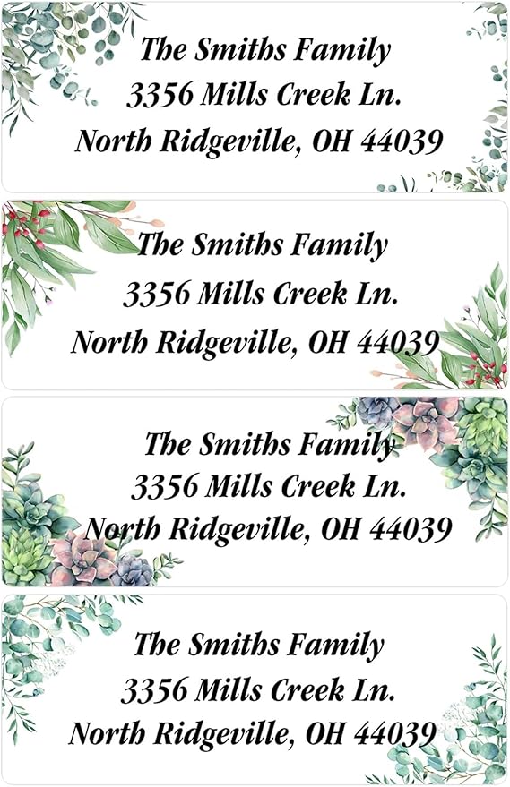 Address Labels Personalized Return Address Labels, 2.6" x 1" Greenery Custom Mailing Label for Envelopes (30 - 1200) Customized Self Adhesive Stickers Printable Mail Envelope Adress Label, White | Address Labels - TrueDesk