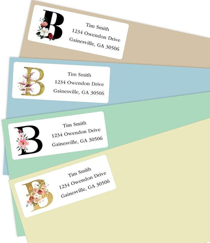 Address Labels Personalized Return Address Labels, 2.6" x 1" Monogram Custom Mailing Label for Envelopes (30 - 1200) Customized Self Adhesive Stickers Printable Mail Envelope Adress Label, White | Address Labels - TrueDesk