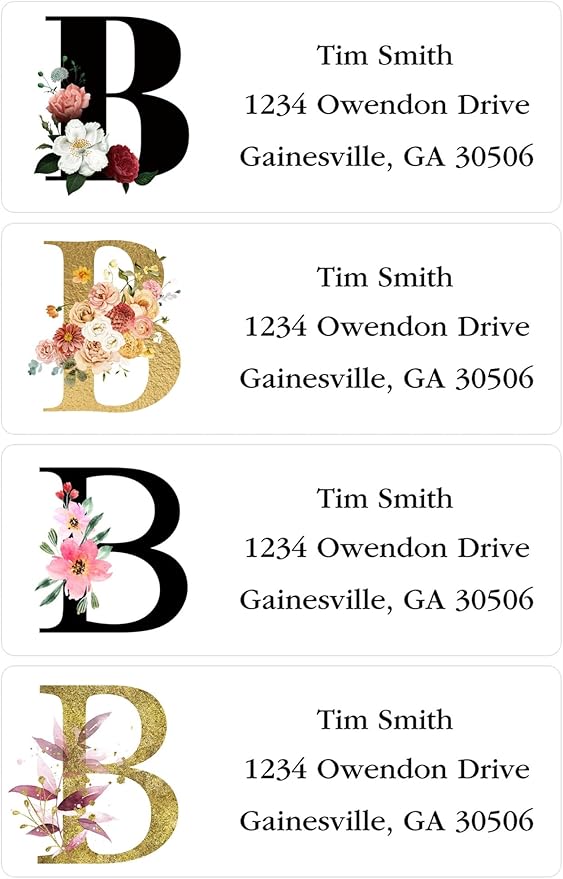Address Labels Personalized Return Address Labels, 2.6" x 1" Monogram Custom Mailing Label for Envelopes (30 - 1200) Customized Self Adhesive Stickers Printable Mail Envelope Adress Label, White | Address Labels - TrueDesk
