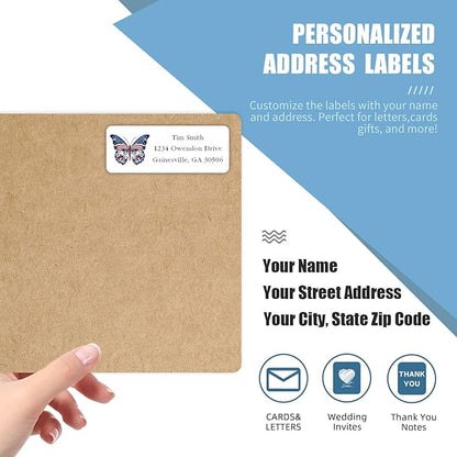 Address Labels Personalized Return Address Labels, 2.6" x 1" Patriotic Flag July 4 Custom Mailing Label for Envelopes (30 - 1200) Customized Self Adhesive Stickers Printable Mail Envelope Adress Label | Address Labels - TrueDesk