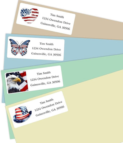 Address Labels Personalized Return Address Labels, 2.6" x 1" Patriotic Flag July 4 Custom Mailing Label for Envelopes (30 - 1200) Customized Self Adhesive Stickers Printable Mail Envelope Adress Label | Address Labels - TrueDesk
