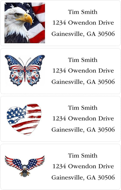 Address Labels Personalized Return Address Labels, 2.6" x 1" Patriotic Flag July 4 Custom Mailing Label for Envelopes (30 - 1200) Customized Self Adhesive Stickers Printable Mail Envelope Adress Label | Address Labels - TrueDesk